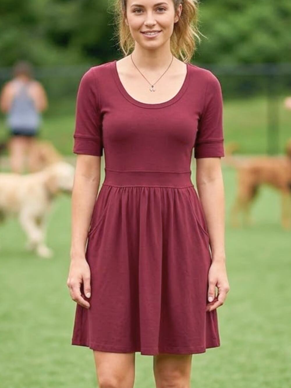 FOREVER 21 Maroon Casual Pocket Dress S Soft Everyday Throw-On Style